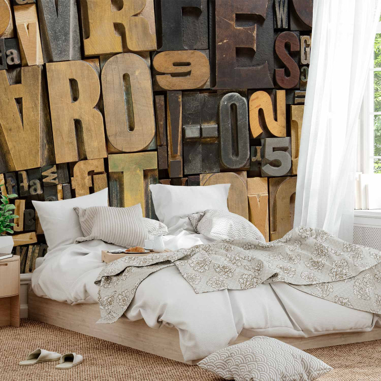 Wall Mural Lettering - Wooden-like Letters in Various Shapes and Shades 60880 additionalImage 2