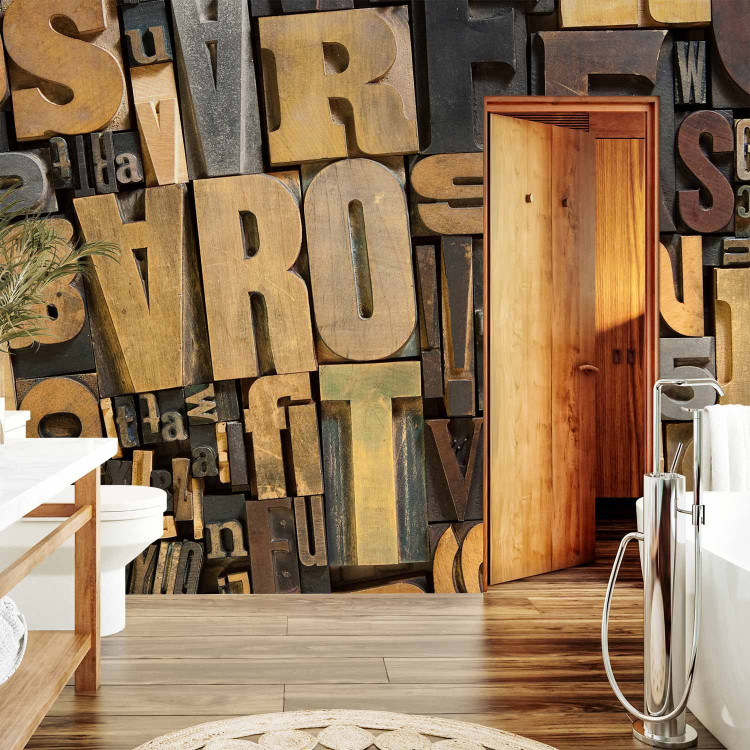 Wall Mural Lettering - Wooden-like Letters in Various Shapes and Shades 60880 additionalImage 8