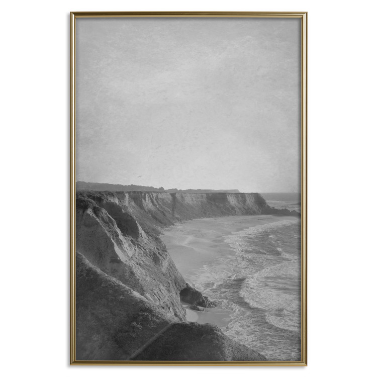 Poster Seaside Cliff - black and white seascape with rocky coastline 116490 additionalImage 20