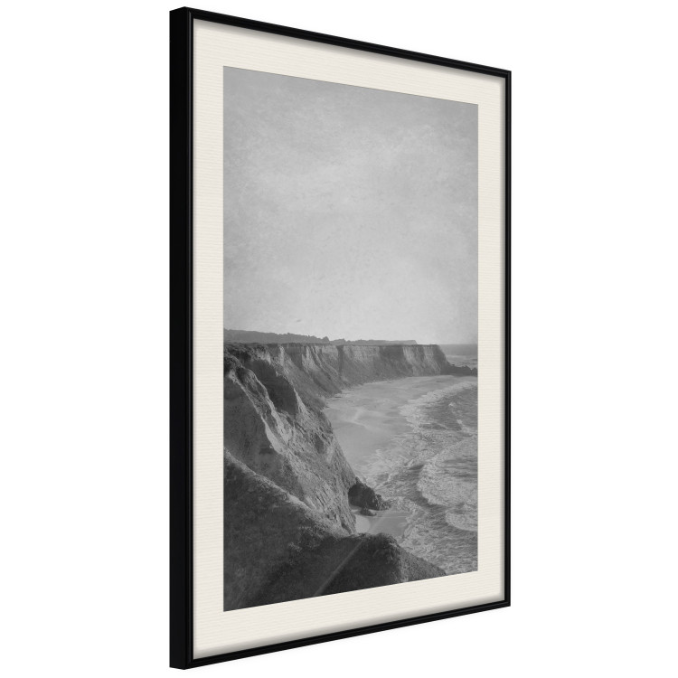 Poster Seaside Cliff - black and white seascape with rocky coastline 116490 additionalImage 3