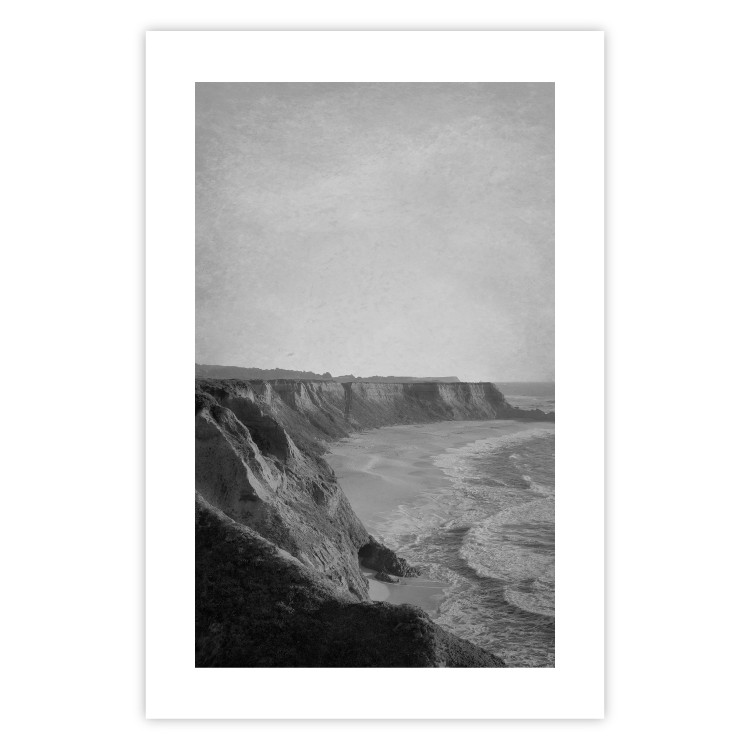 Poster Seaside Cliff - black and white seascape with rocky coastline 116490 additionalImage 19