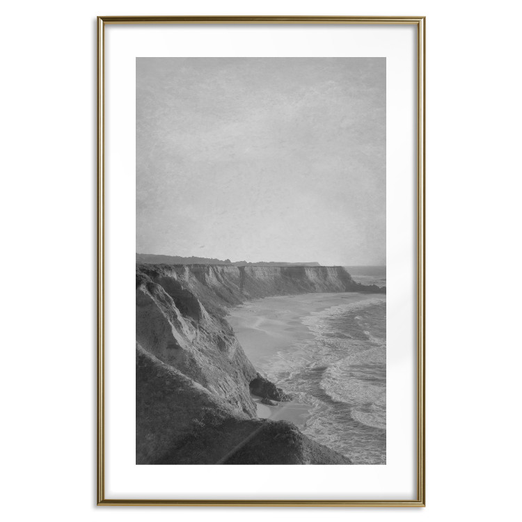 Poster Seaside Cliff - black and white seascape with rocky coastline 116490 additionalImage 14