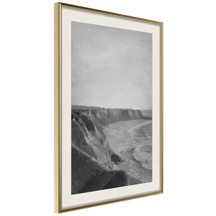 Poster Seaside Cliff - black and white seascape with rocky coastline 116490 additionalImage 2