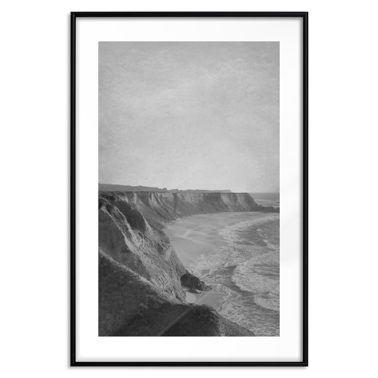 Poster Seaside Cliff - black and white seascape with rocky coastline 116490 additionalImage 17