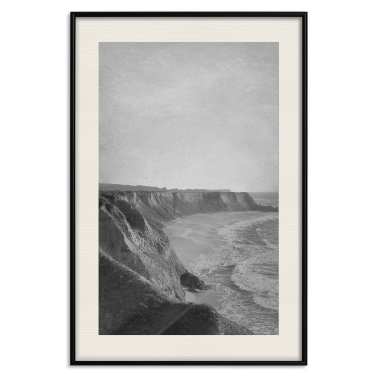 Poster Seaside Cliff - black and white seascape with rocky coastline 116490 additionalImage 18