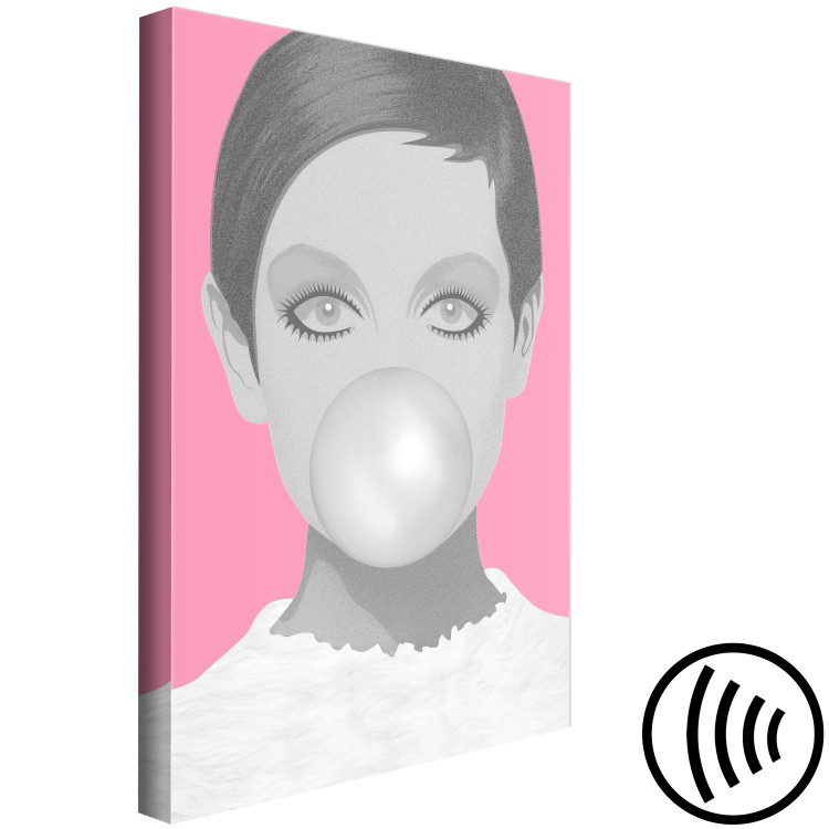 Canvas Bubble gum - portrait of a woman in pink and gray tones 117490 additionalImage 6