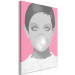 Canvas Bubble gum - portrait of a woman in pink and gray tones 117490 additionalThumb 2