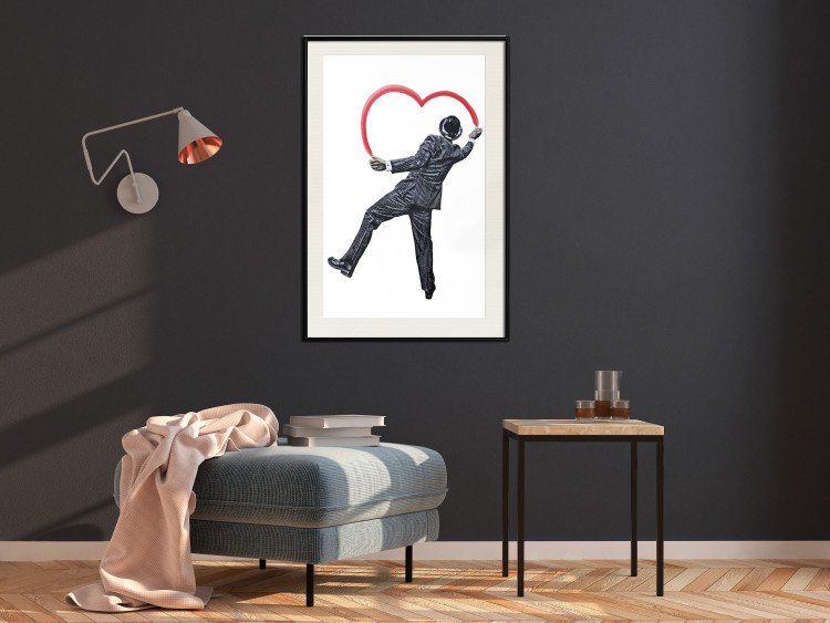 Wall Poster Elegant Graffiti Artist - heart and man in a suit in Banksy style 118690 additionalImage 22
