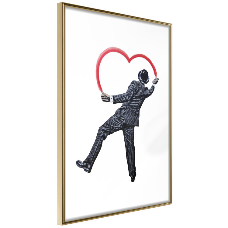Wall Poster Elegant Graffiti Artist - heart and man in a suit in Banksy style 118690 additionalImage 8