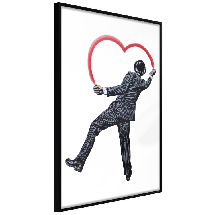 Wall Poster Elegant Graffiti Artist - heart and man in a suit in Banksy style 118690 additionalImage 12