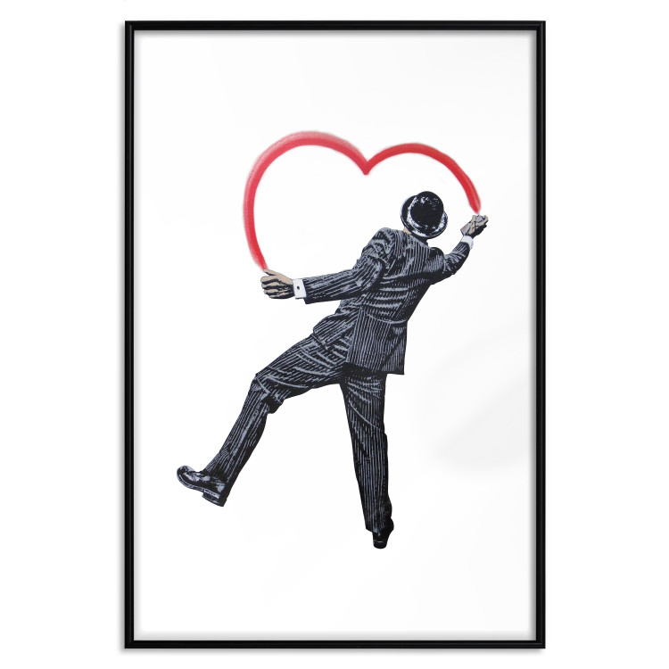 Wall Poster Elegant Graffiti Artist - heart and man in a suit in Banksy style 118690 additionalImage 17
