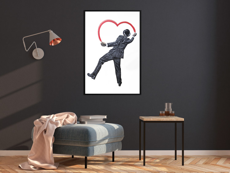 Wall Poster Elegant Graffiti Artist - heart and man in a suit in Banksy style 118690 additionalImage 5