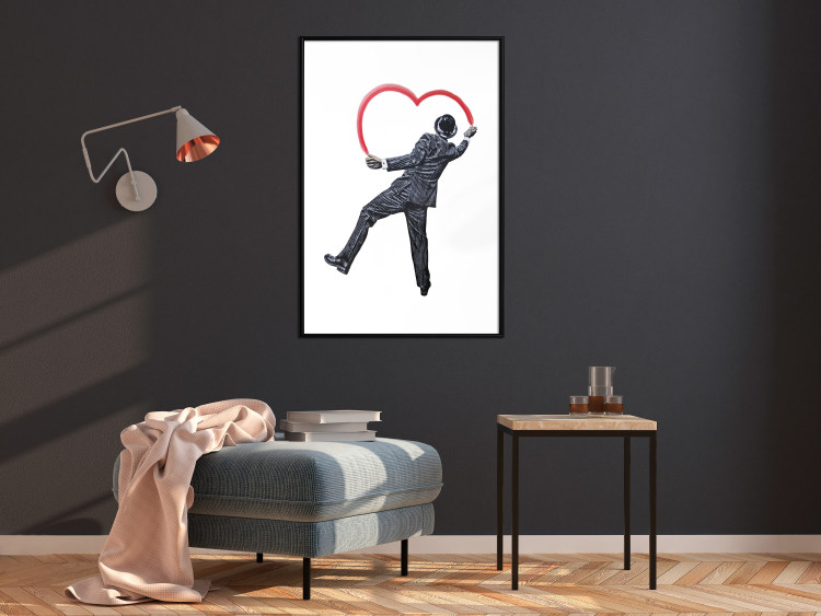 Wall Poster Elegant Graffiti Artist - heart and man in a suit in Banksy style 118690 additionalImage 6