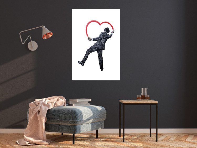 Wall Poster Elegant Graffiti Artist - heart and man in a suit in Banksy style 118690 additionalImage 23