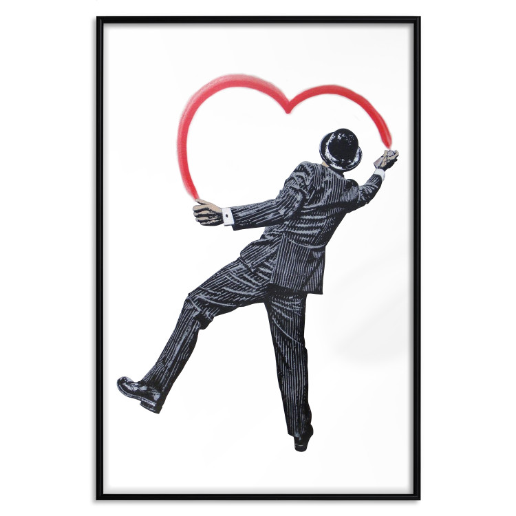 Wall Poster Elegant Graffiti Artist - heart and man in a suit in Banksy style 118690 additionalImage 24