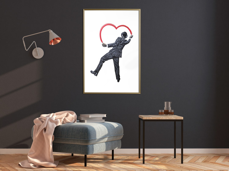 Wall Poster Elegant Graffiti Artist - heart and man in a suit in Banksy style 118690 additionalImage 15