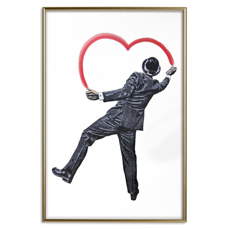 Wall Poster Elegant Graffiti Artist - heart and man in a suit in Banksy style 118690 additionalImage 20