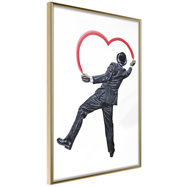 Wall Poster Elegant Graffiti Artist - heart and man in a suit in Banksy style 118690 additionalImage 14