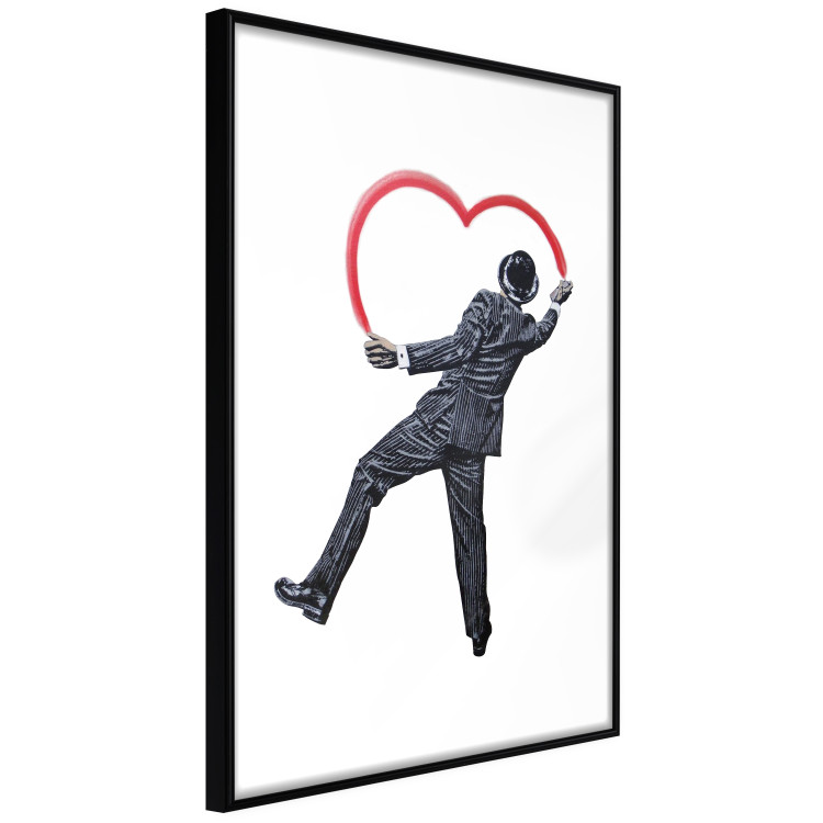 Wall Poster Elegant Graffiti Artist - heart and man in a suit in Banksy style 118690 additionalImage 13