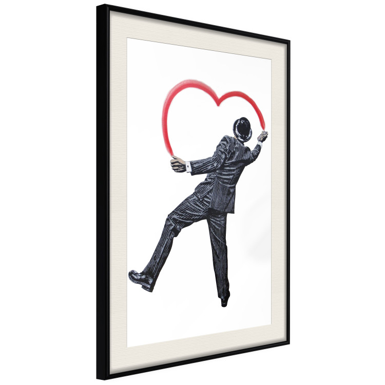 Wall Poster Elegant Graffiti Artist - heart and man in a suit in Banksy style 118690 additionalImage 3