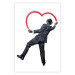Wall Poster Elegant Graffiti Artist - heart and man in a suit in Banksy style 118690
