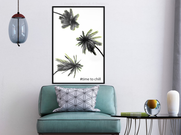 Wall Poster Carefree Moments - tropical palms and black inscriptions on a white background 122290 additionalImage 3