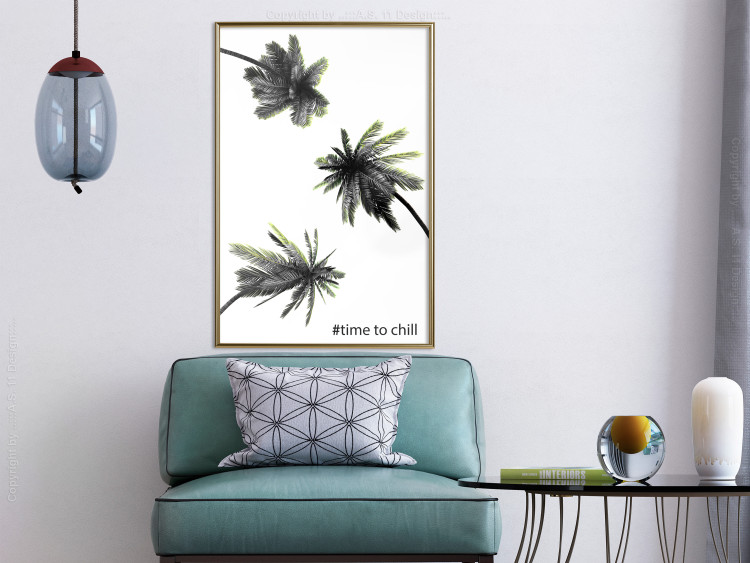 Wall Poster Carefree Moments - tropical palms and black inscriptions on a white background 122290 additionalImage 7