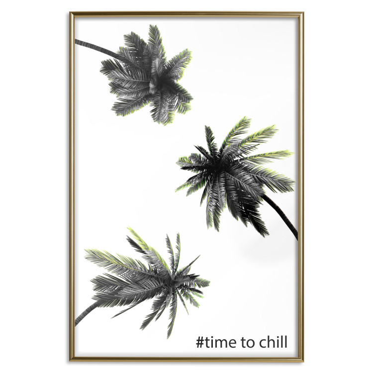 Wall Poster Carefree Moments - tropical palms and black inscriptions on a white background 122290 additionalImage 20