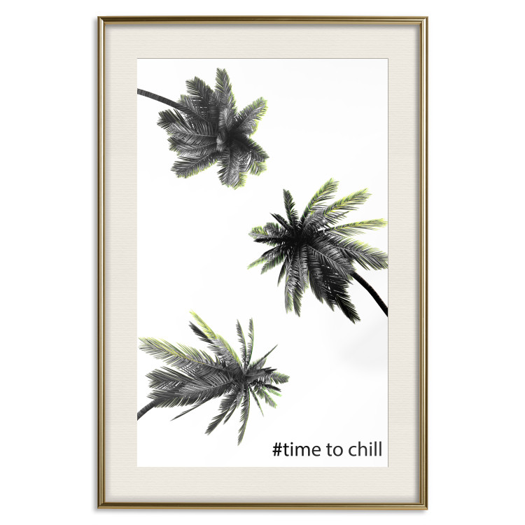 Wall Poster Carefree Moments - tropical palms and black inscriptions on a white background 122290 additionalImage 19