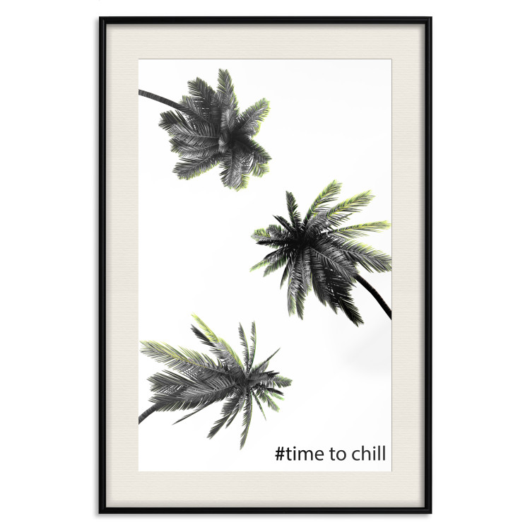Wall Poster Carefree Moments - tropical palms and black inscriptions on a white background 122290 additionalImage 18