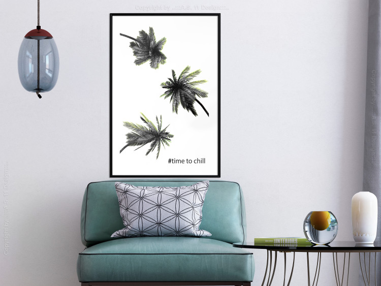 Wall Poster Carefree Moments - tropical palms and black inscriptions on a white background 122290 additionalImage 4