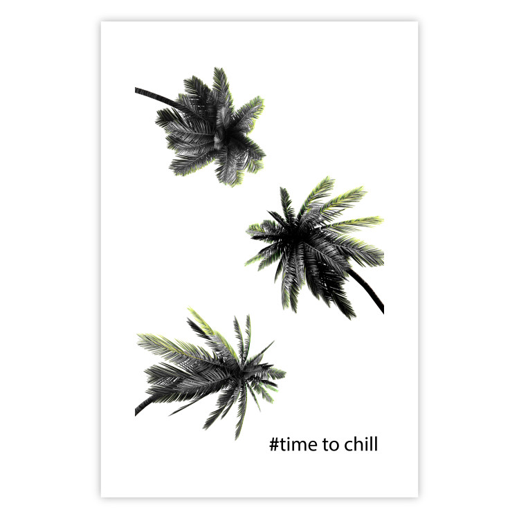 Wall Poster Carefree Moments - tropical palms and black inscriptions on a white background 122290 additionalImage 25