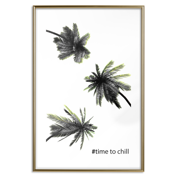 Wall Poster Carefree Moments - tropical palms and black inscriptions on a white background 122290 additionalImage 14