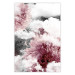 Wall Poster Flowers in the Clouds - pink flowers amidst clouds against the backdrop of a city map 122790