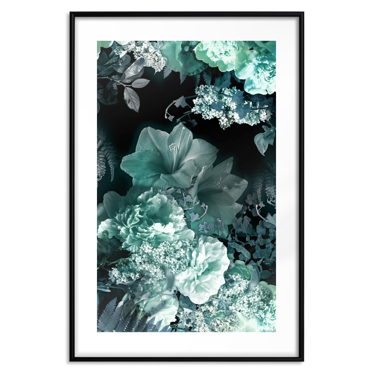 Poster Emerald Garden - mint-colored floral garden with flowers 123490 additionalImage 17