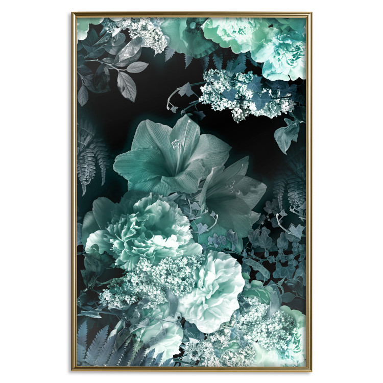 Poster Emerald Garden - mint-colored floral garden with flowers 123490 additionalImage 20