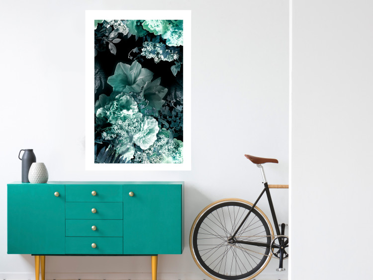 Poster Emerald Garden - mint-colored floral garden with flowers 123490 additionalImage 4