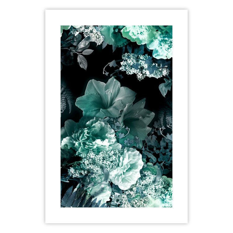 Poster Emerald Garden - mint-colored floral garden with flowers 123490 additionalImage 25