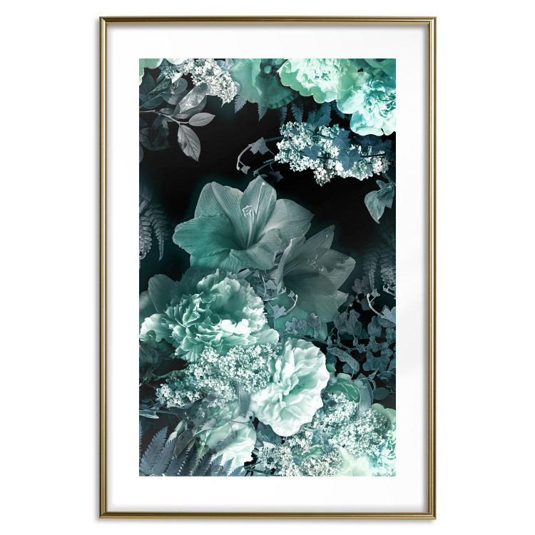 Poster Emerald Garden - mint-colored floral garden with flowers 123490 additionalImage 16