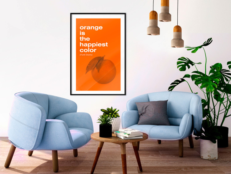 Poster The Happiest Colour - quote and orange fruit on orange background 123590 additionalImage 4