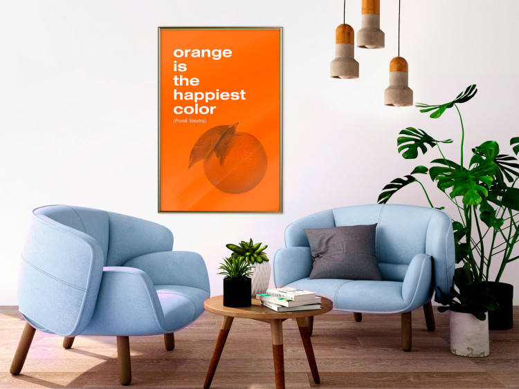Poster The Happiest Colour - quote and orange fruit on orange background 123590 additionalImage 7