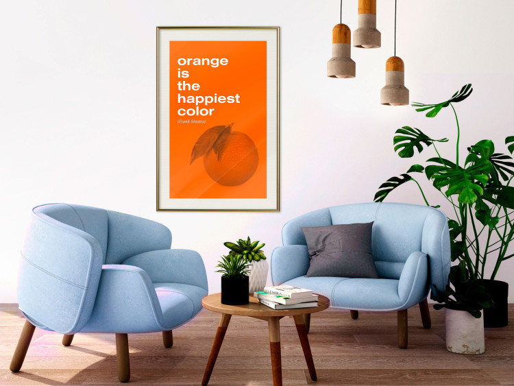Poster The Happiest Colour - quote and orange fruit on orange background 123590 additionalImage 21