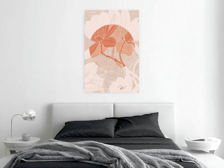 Wall Poster Stylish Magnolia - abstract floral pattern on fabric texture 123790 additionalImage 23