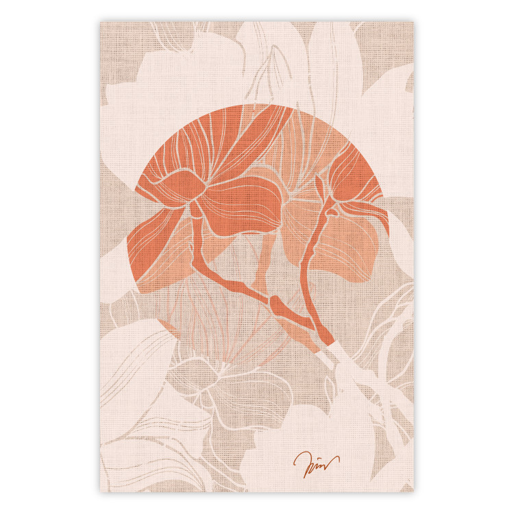 Wall Poster Stylish Magnolia - abstract floral pattern on fabric texture 123790