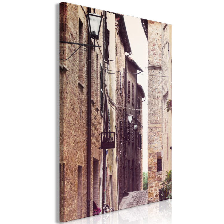 Canvas Print Narrow street and tenement houses - street photo of houses and lantern 123890 additionalImage 2