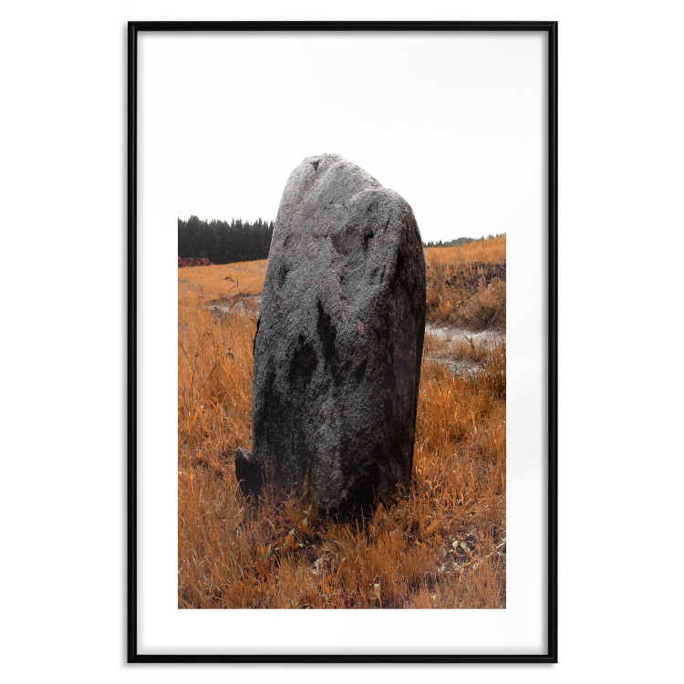 Poster Field Signpost - landscape with black stone against golden meadow 124390 additionalImage 15