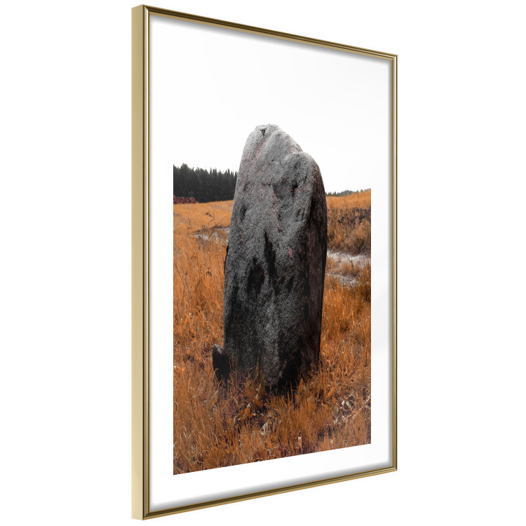 Poster Field Signpost - landscape with black stone against golden meadow 124390 additionalImage 6