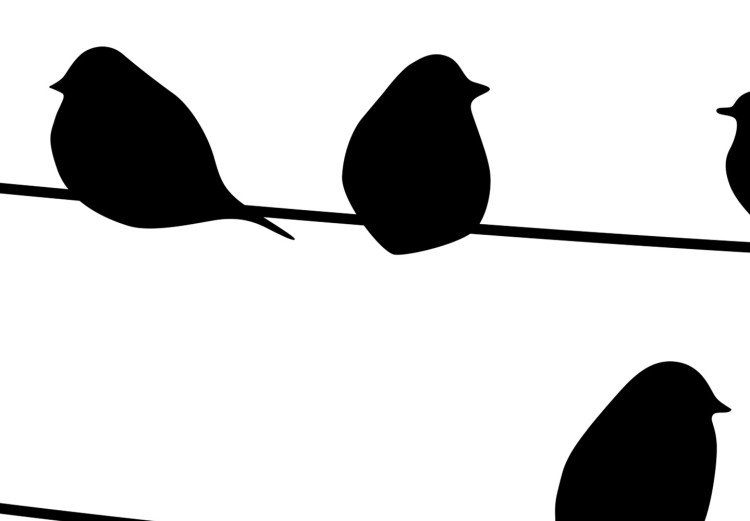 Wall Poster Bird Family - black and white birds sitting on wires on a white background 125090 additionalImage 9