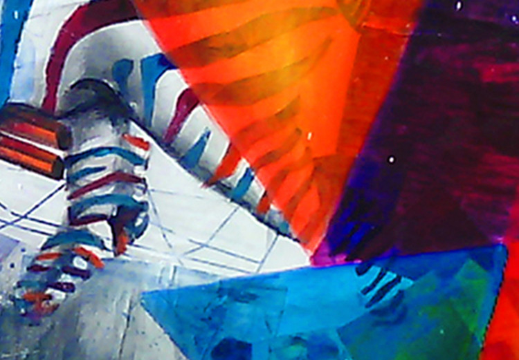 Poster Escape - colorful composition of a fleeing zebra in abstract style 126490 additionalImage 9