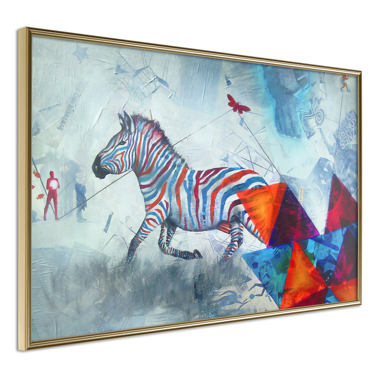 Poster Escape - colorful composition of a fleeing zebra in abstract style 126490 additionalImage 14